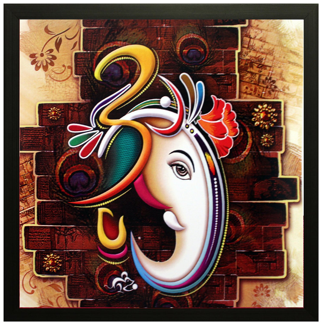 SAF Special Effect Textured Ganesha Painting (SANFO89, 30 cm x 3 cm x 30 cm)